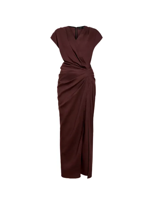 proenza schouler brown dress Bettina in Linen-Blend, Espresso, Women's, 8 Round neck vestito da sposa Seashore Dress — Lace Color:Rose Red