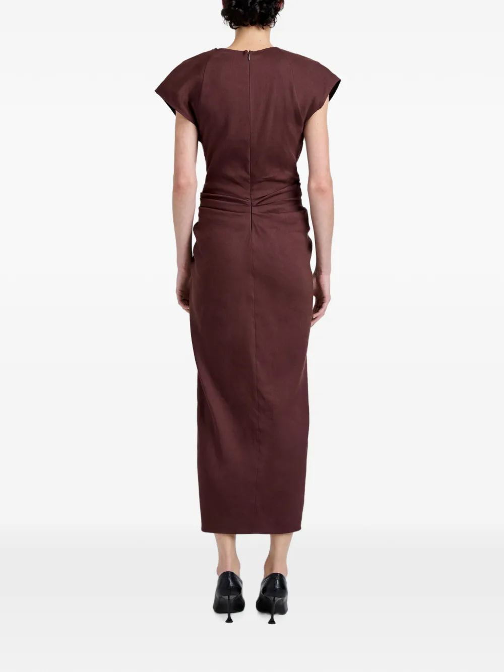 Proenza Schouler Bettina jurk van eco stretch viscose linnen Bruin