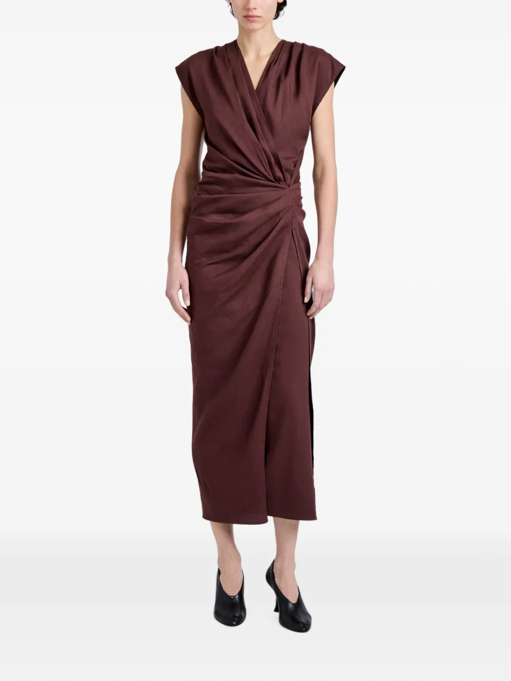 Proenza Schouler Bettina jurk van eco stretch viscose linnen Bruin