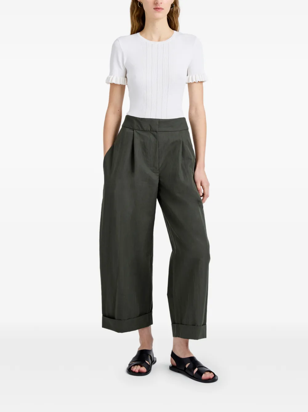 Proenza Schouler White Label Talla Pants In Washed Cotton In Green