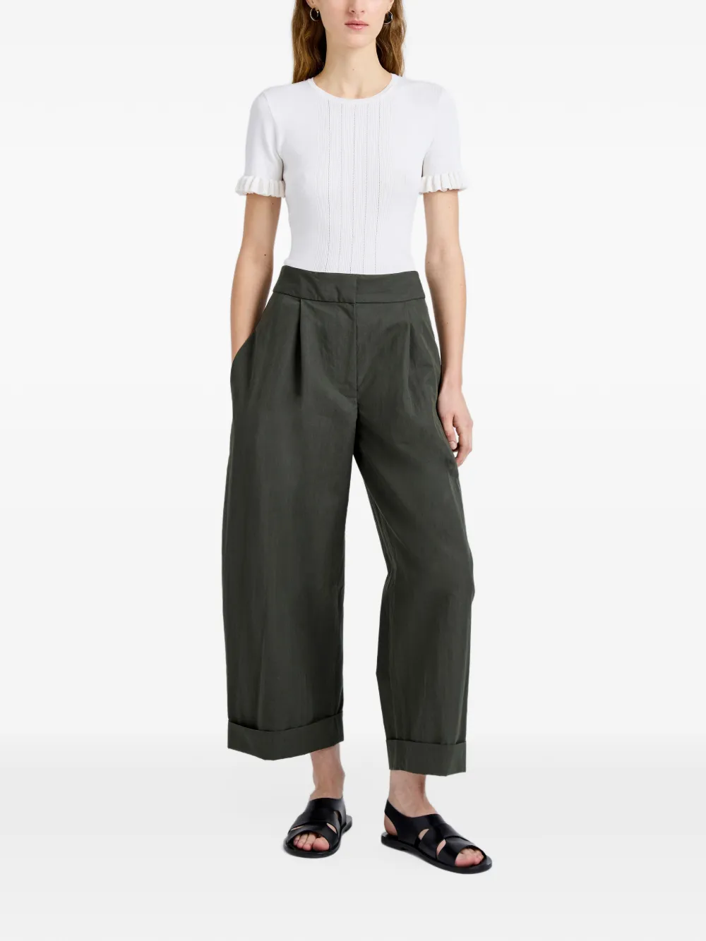 Proenza Schouler White Label Talla broek van gewassen katoen Groen