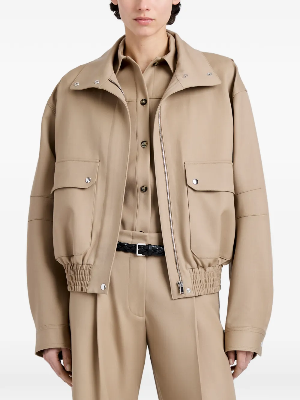 Proenza Schouler Aviva jas van wol gabardine Beige