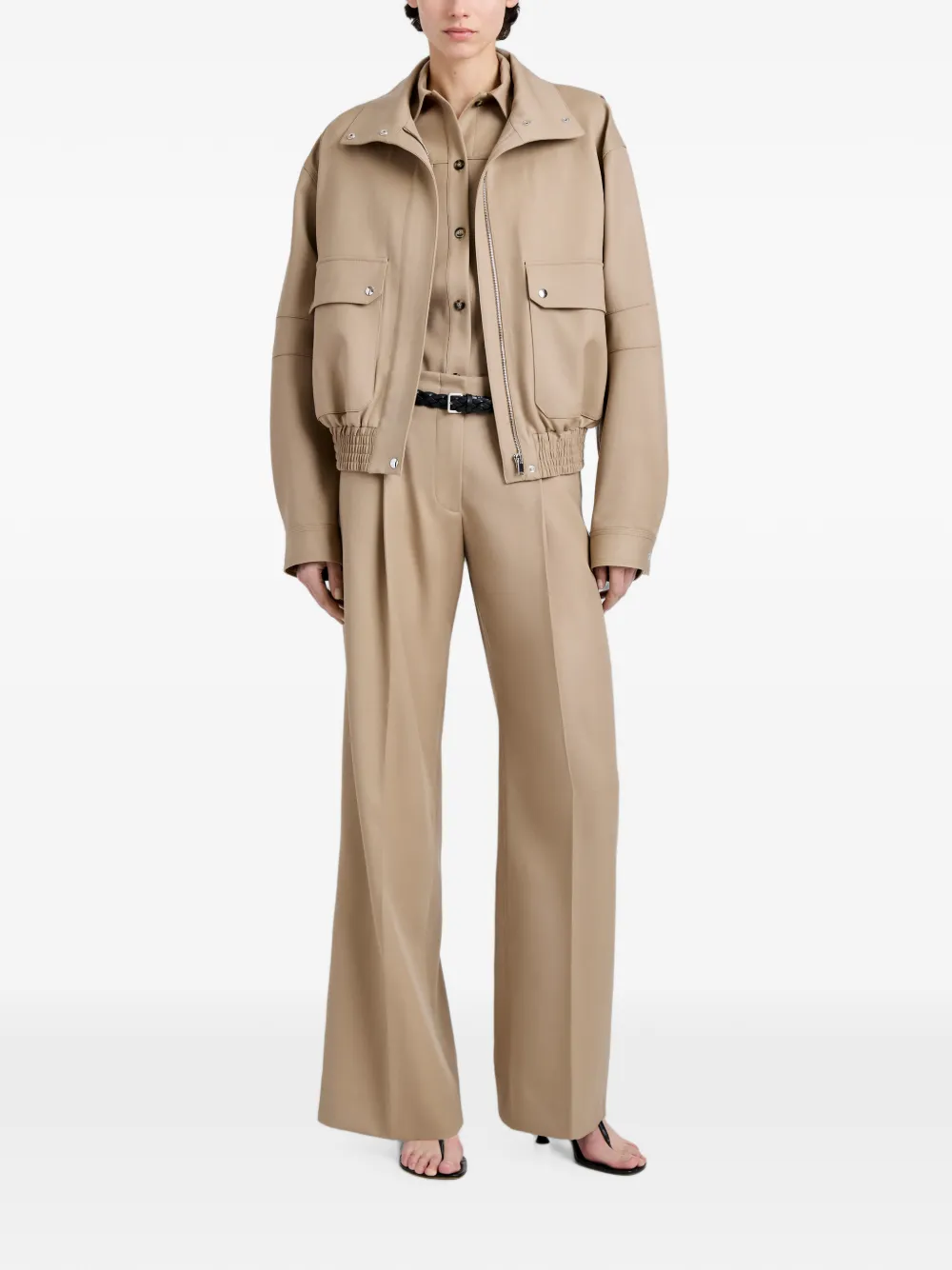 Proenza Schouler Aviva jas van wol gabardine Beige
