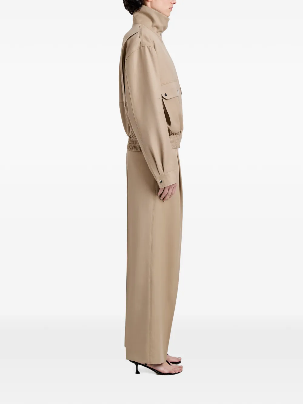 Proenza Schouler Aviva jas van wol gabardine Beige