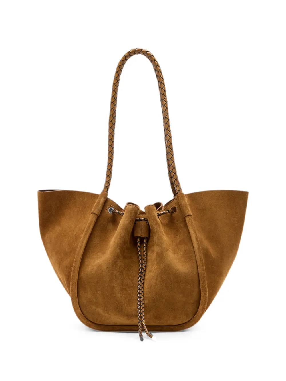 Proenza Schouler large Ruched tote in suede and braided calf - Marrone
