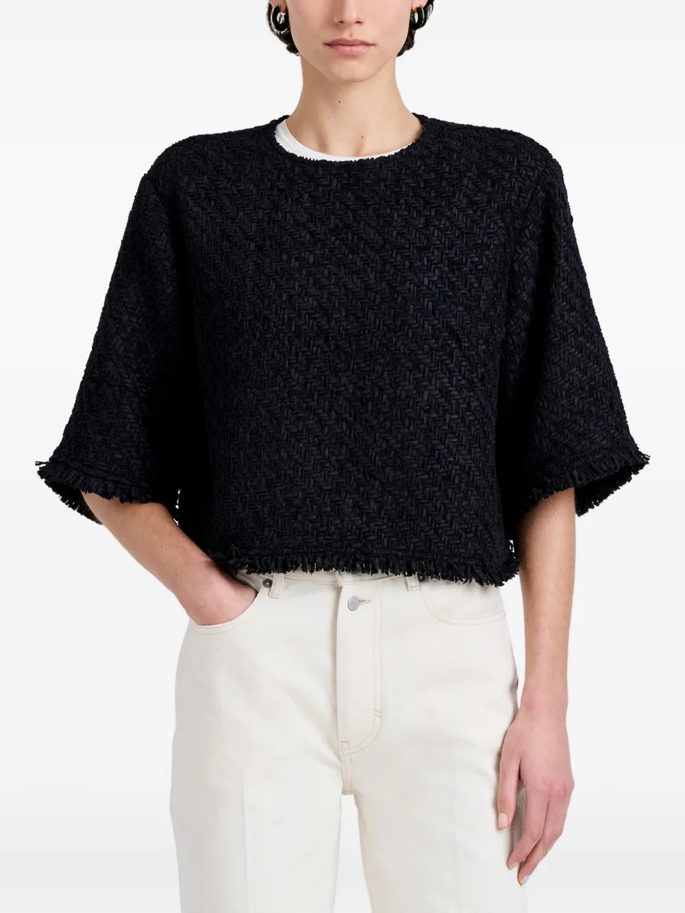 Proenza Schouler White Label Maura top met franje Zwart