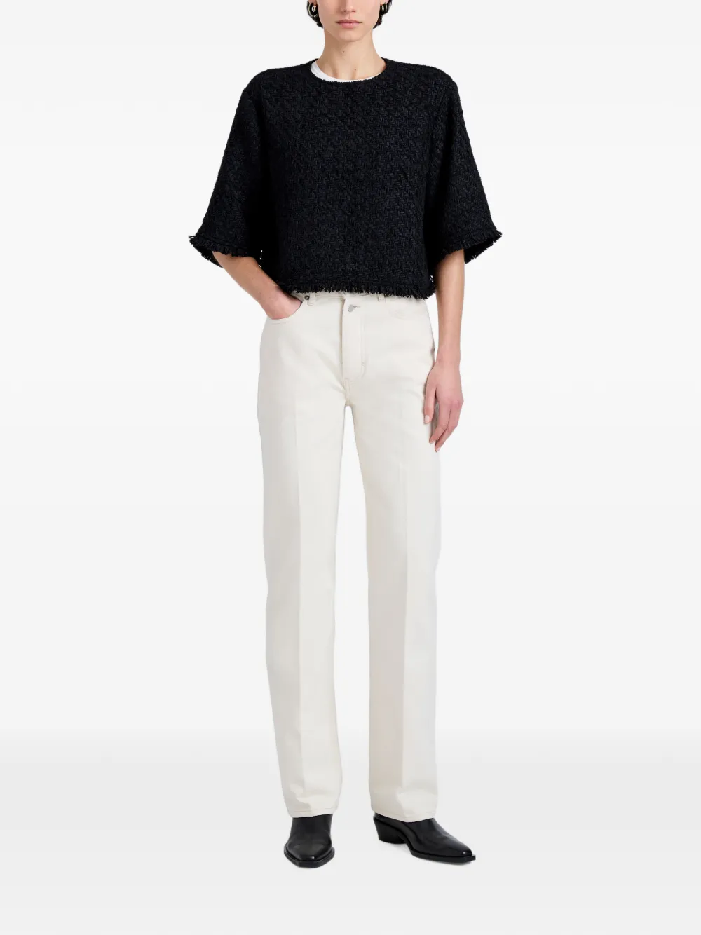 Proenza Schouler White Label Maura top met franje Zwart
