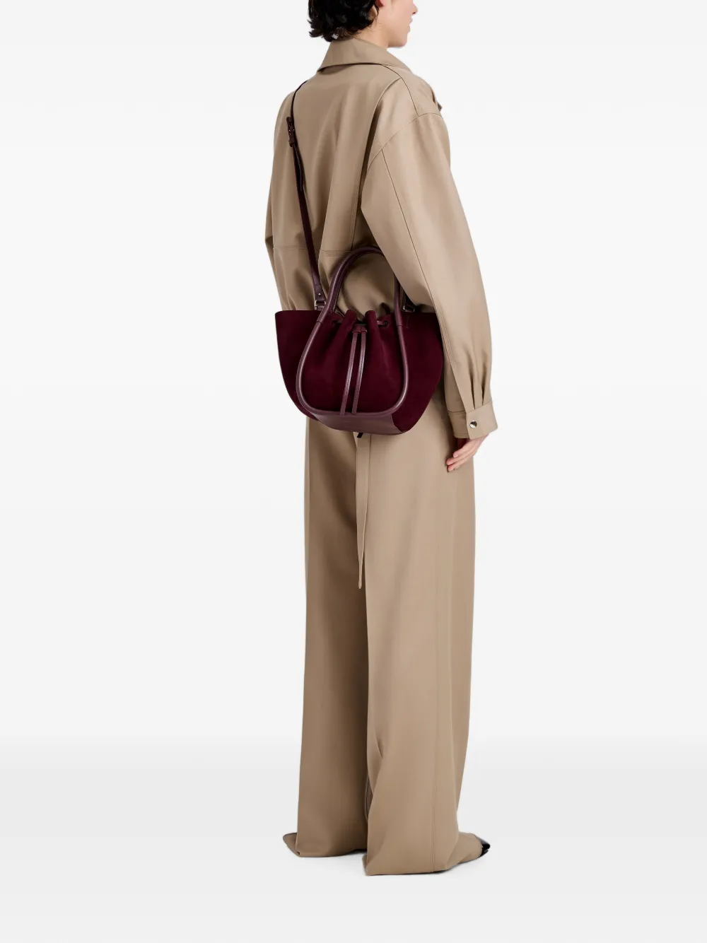 Proenza Schouler Kleine suède shopper met ruches Rood
