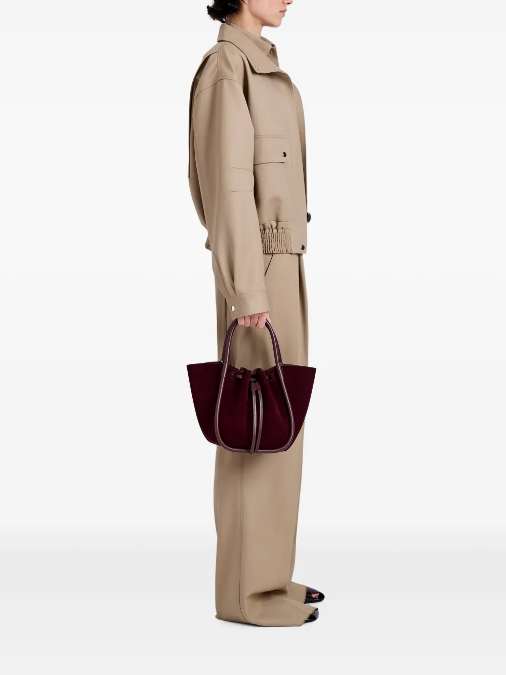 Proenza Schouler Kleine suède shopper met ruches Rood