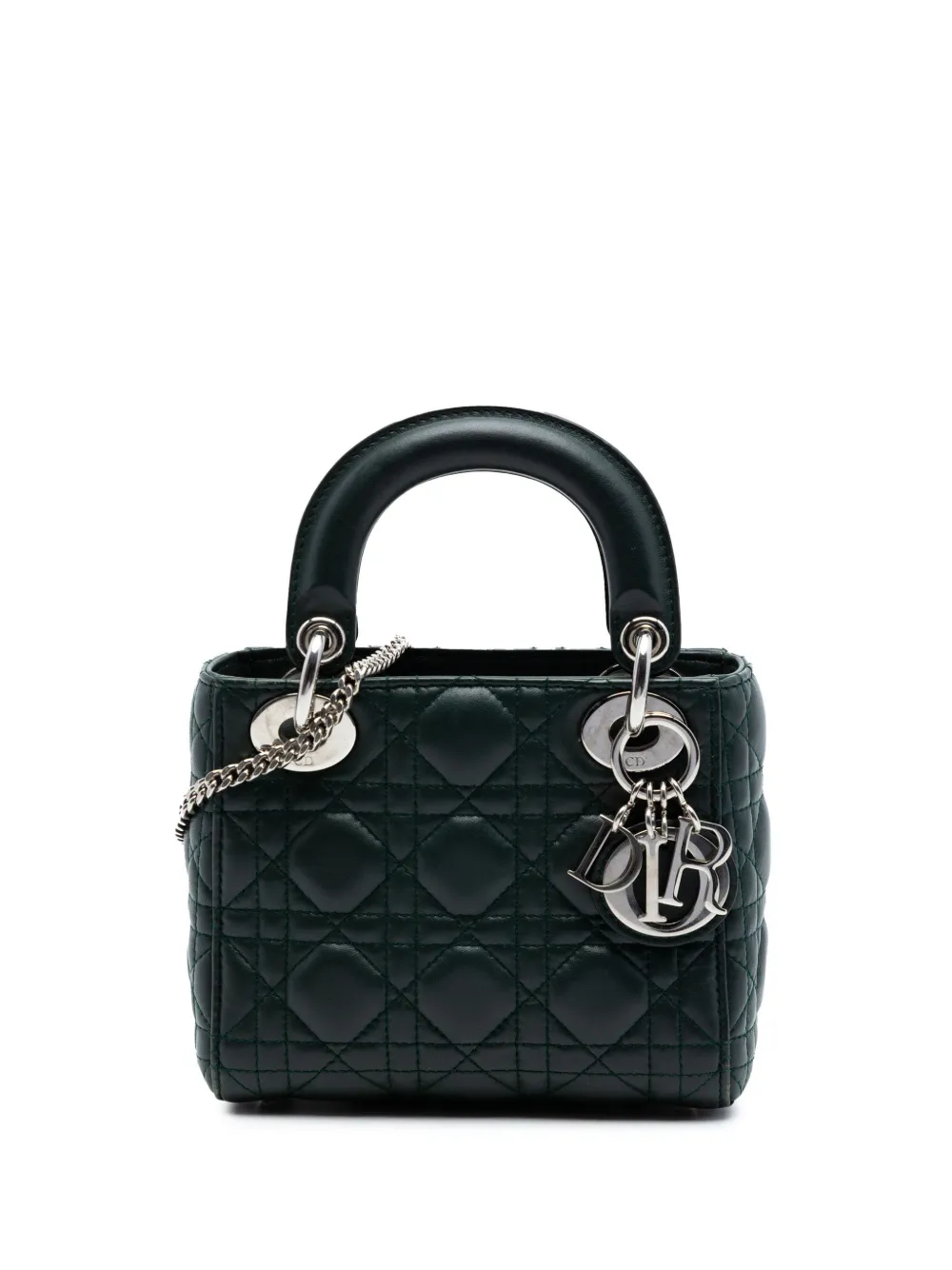 Dior 2018 Mini Lambskin Cannage Lady Dior satchel Mini in Grün Lambskin-Leder