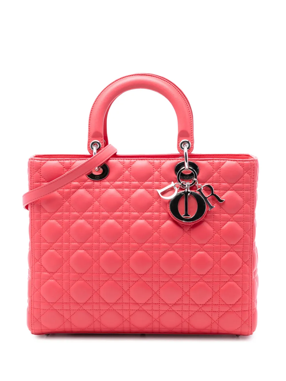 Christian Dior Pre-Owned 2012 Large Lambskin Cannage Lady Dior satchel - Rosa