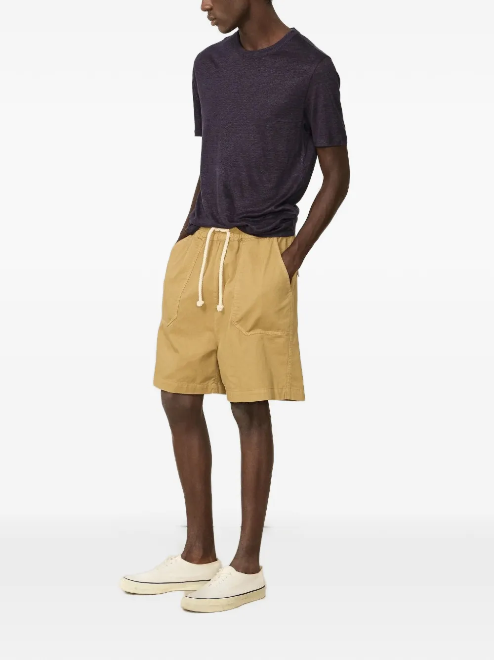 Officine Generale Fitz katoenen shorts met trekkoordtaille Bruin
