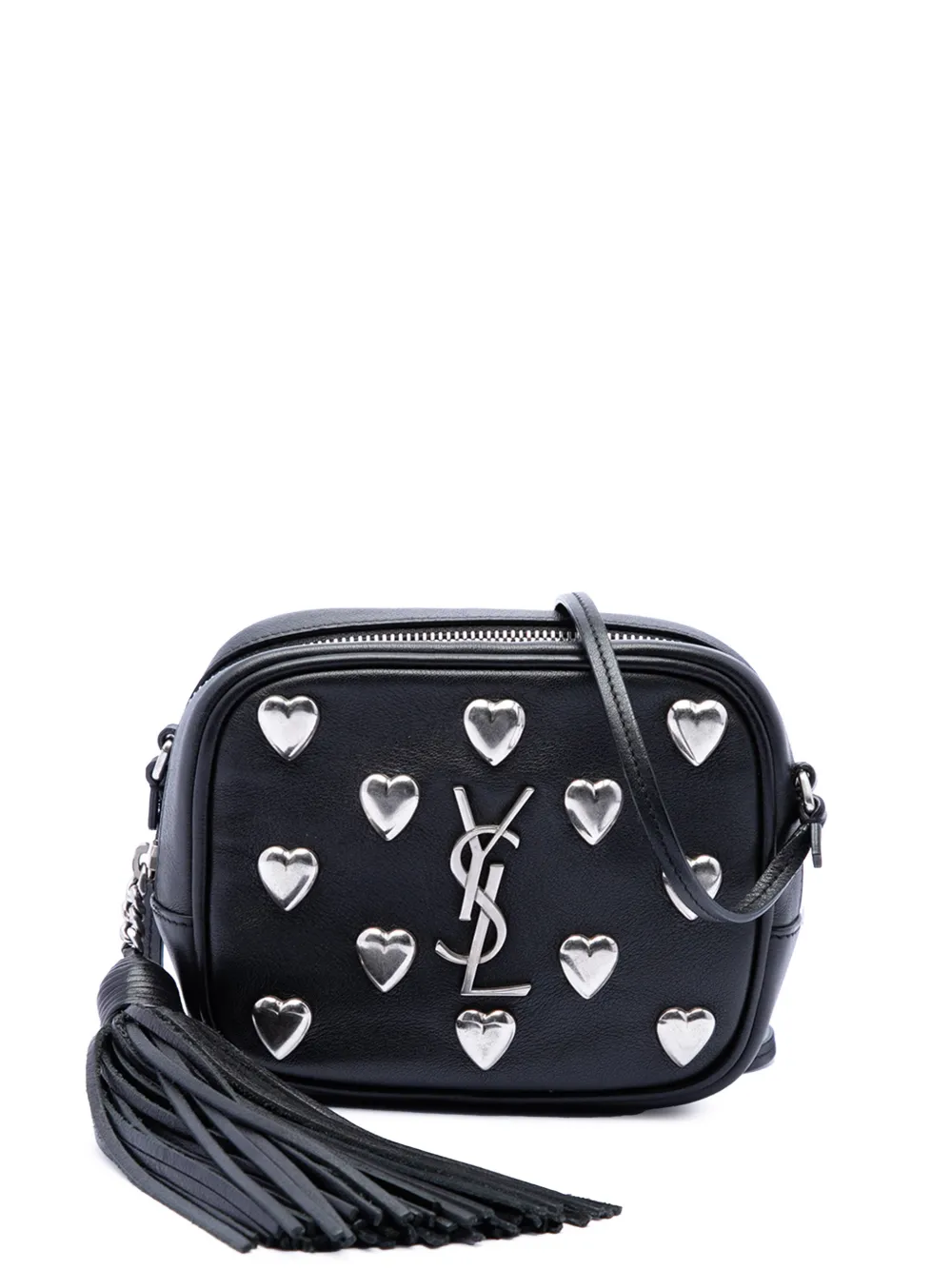 Saint Laurent Pre-Owned 2016 Studded Calfskin Monogram Heart Blogger crossbody bag - Nero