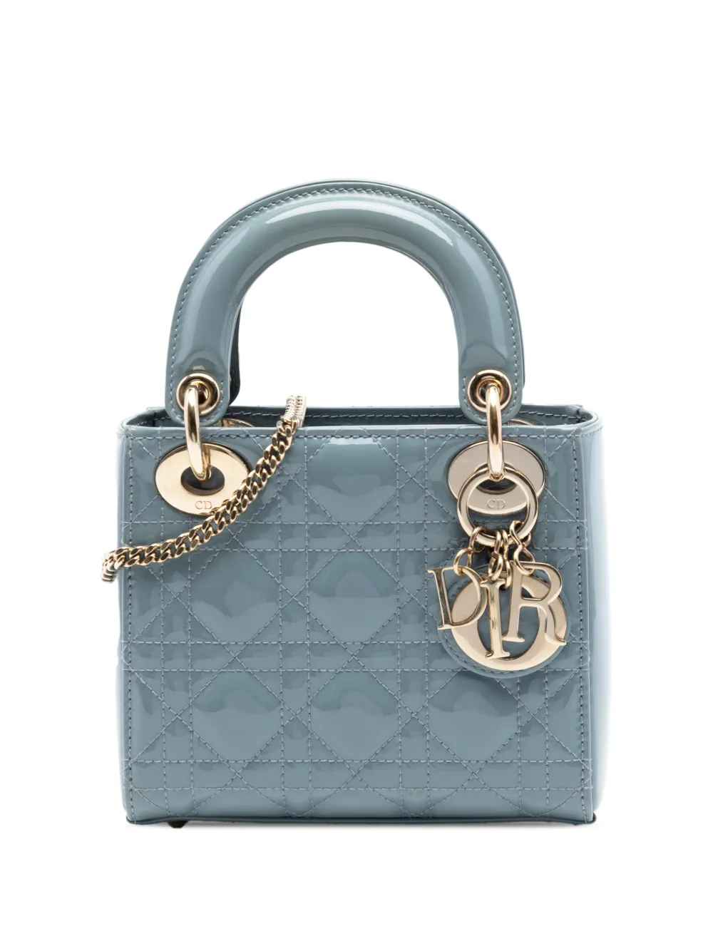 Christian Dior Pre-Owned 2021 Mini Patent Cannage Lady Dior satchel - Blau