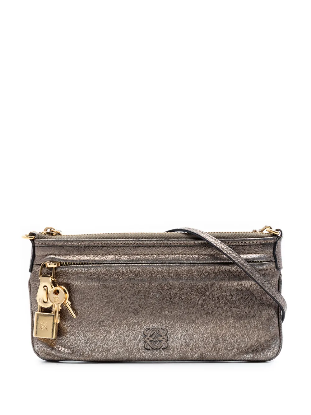 Loewe Pre-Owned 2010 Metallic Leather Anagram crossbody bag - Oro