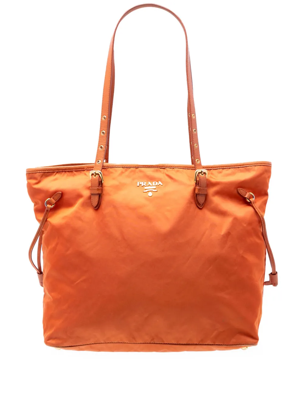Prada Pre-Owned 2021-2025 Saffiano Trimmed Tessuto tote bag - Arancione