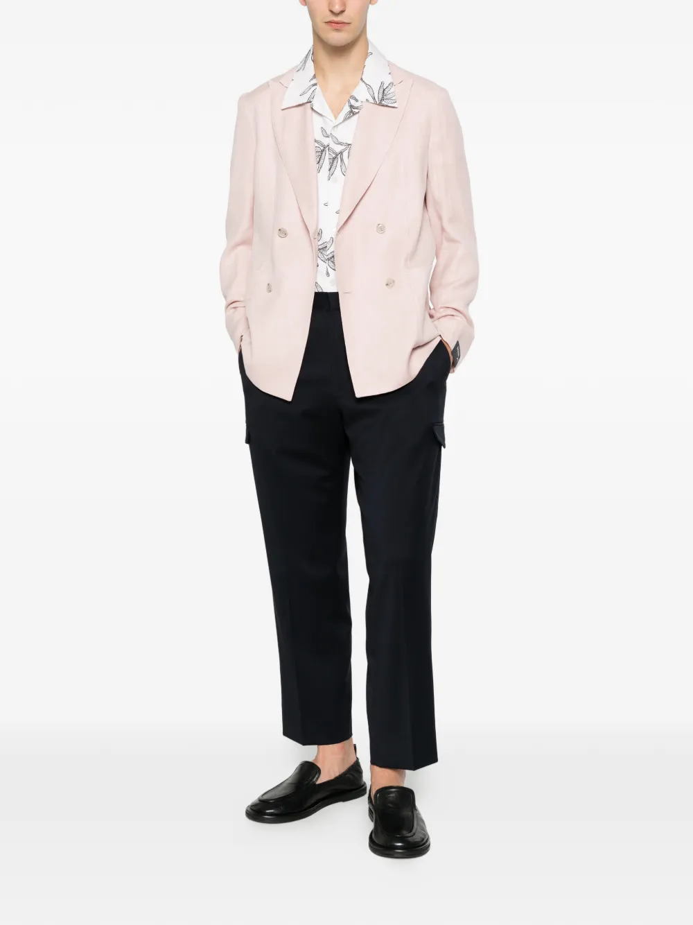 Barba Blazer met dubbele rij knopen en puntige revers Roze