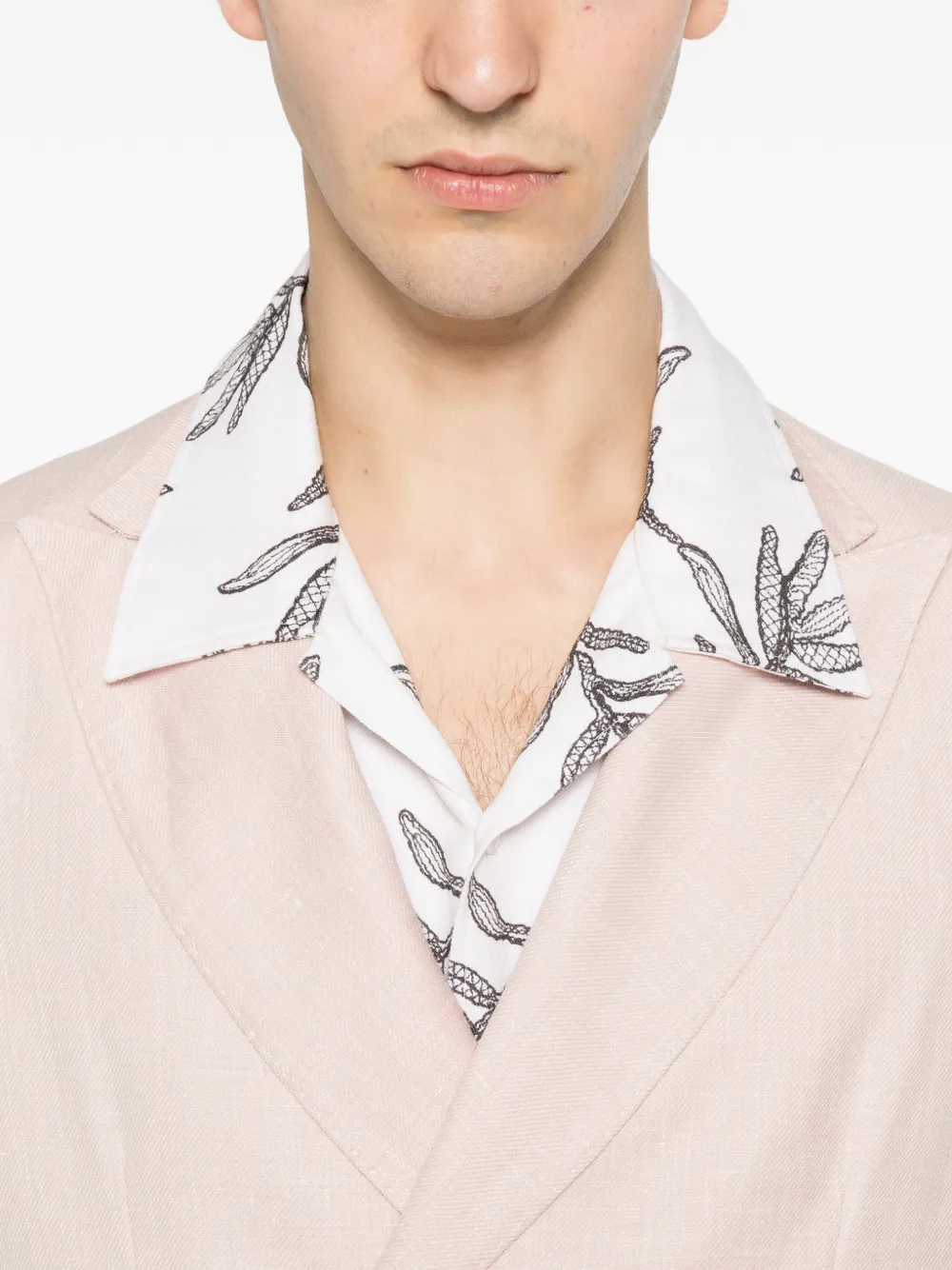 Barba Blazer met dubbele rij knopen en puntige revers Roze