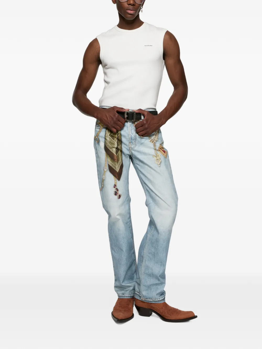 Acne Studios Canvas jeans met print van katoen Blauw