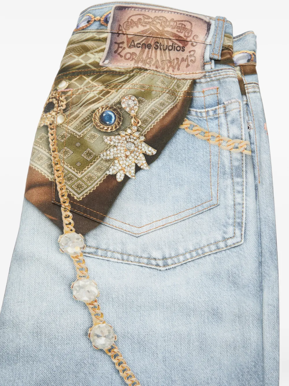 Acne Studios Canvas jeans met print van katoen Blauw