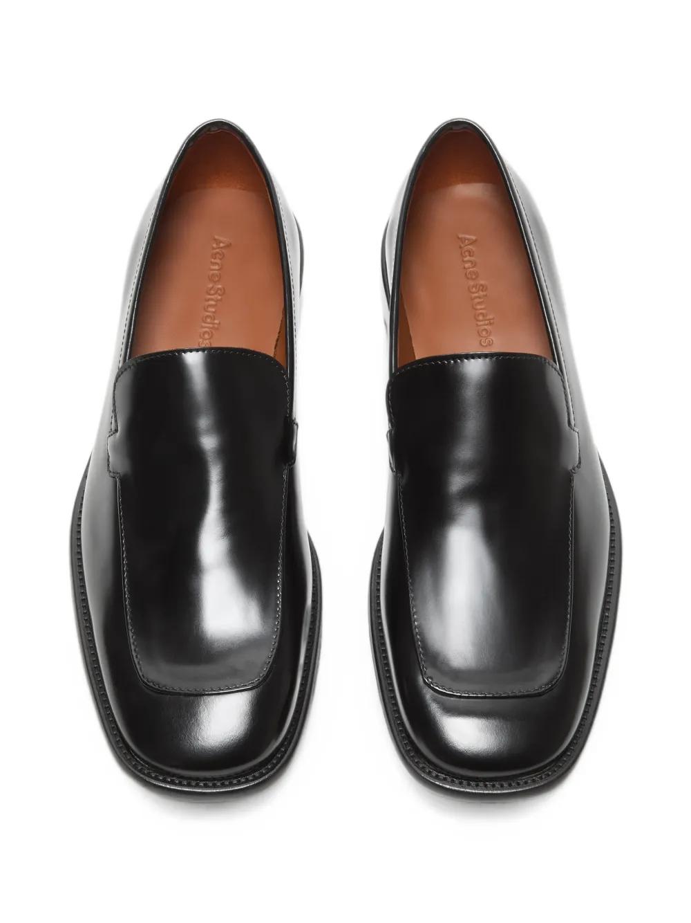 Acne Studios square-toe leather loafers Zwart