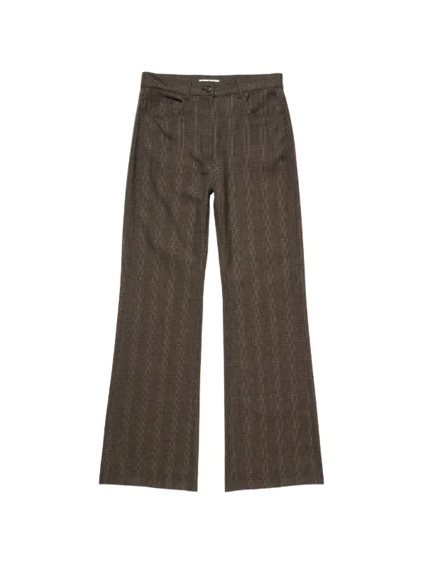 Acne Studios Tailored Wool Check Trousers in Brown