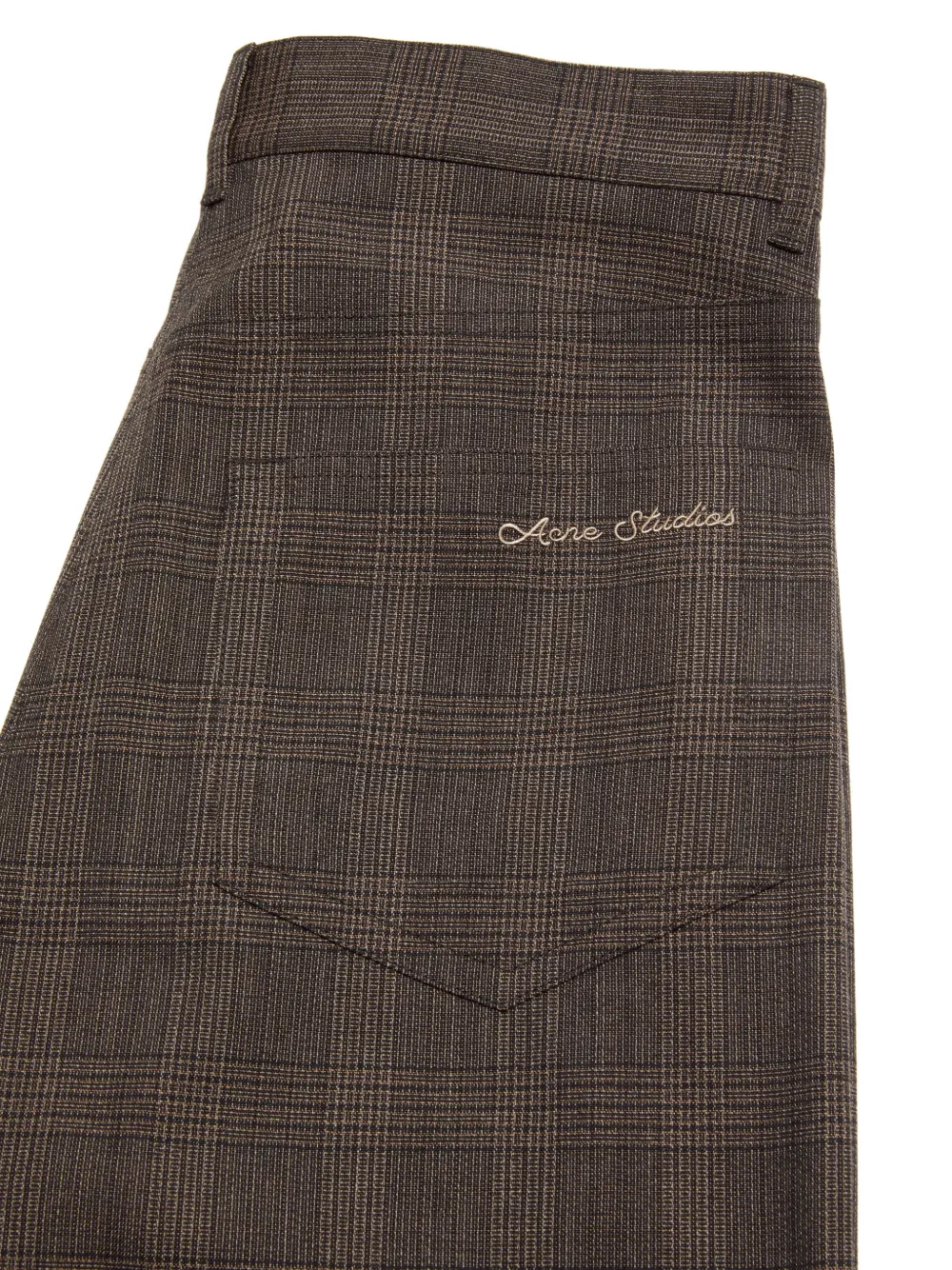 Acne Studios Tailored Wool Check Trousers in Brown, view 5