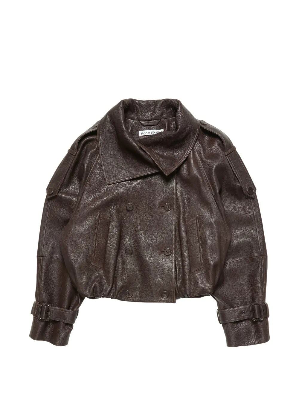 Acne Studios cropped leather trench coat - Marrone