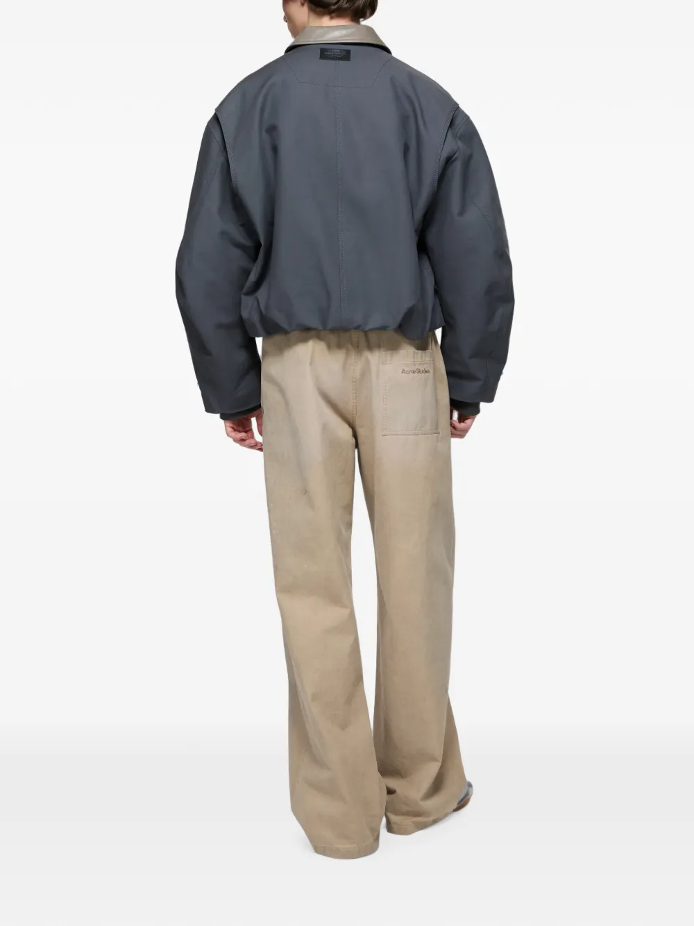 Acne Studios Katoenen jack met leren kraag Grijs