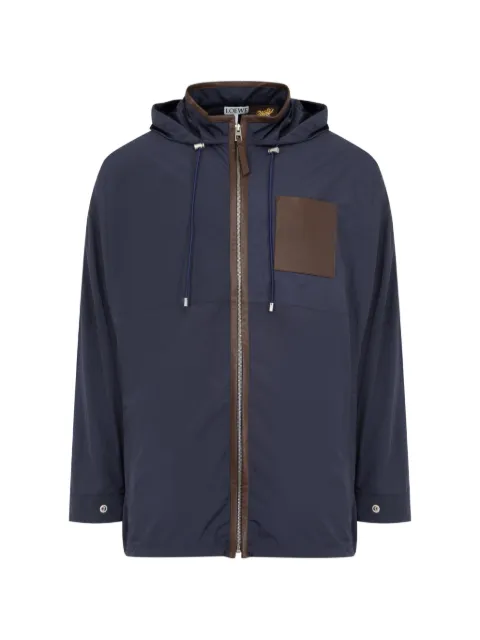 LOEWE leather-trimmed hooded jacket