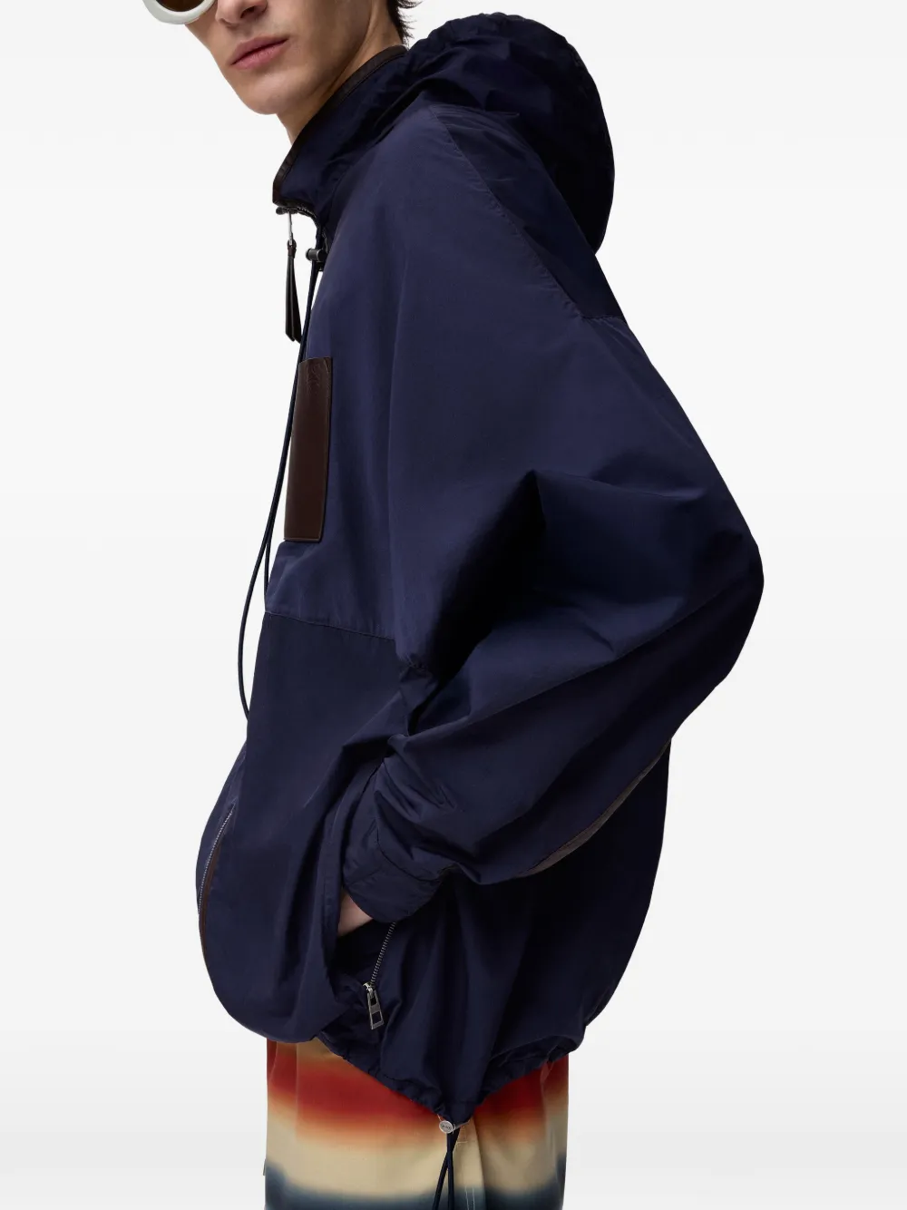 LOEWE Jack met leren afwerking en capuchon Blauw