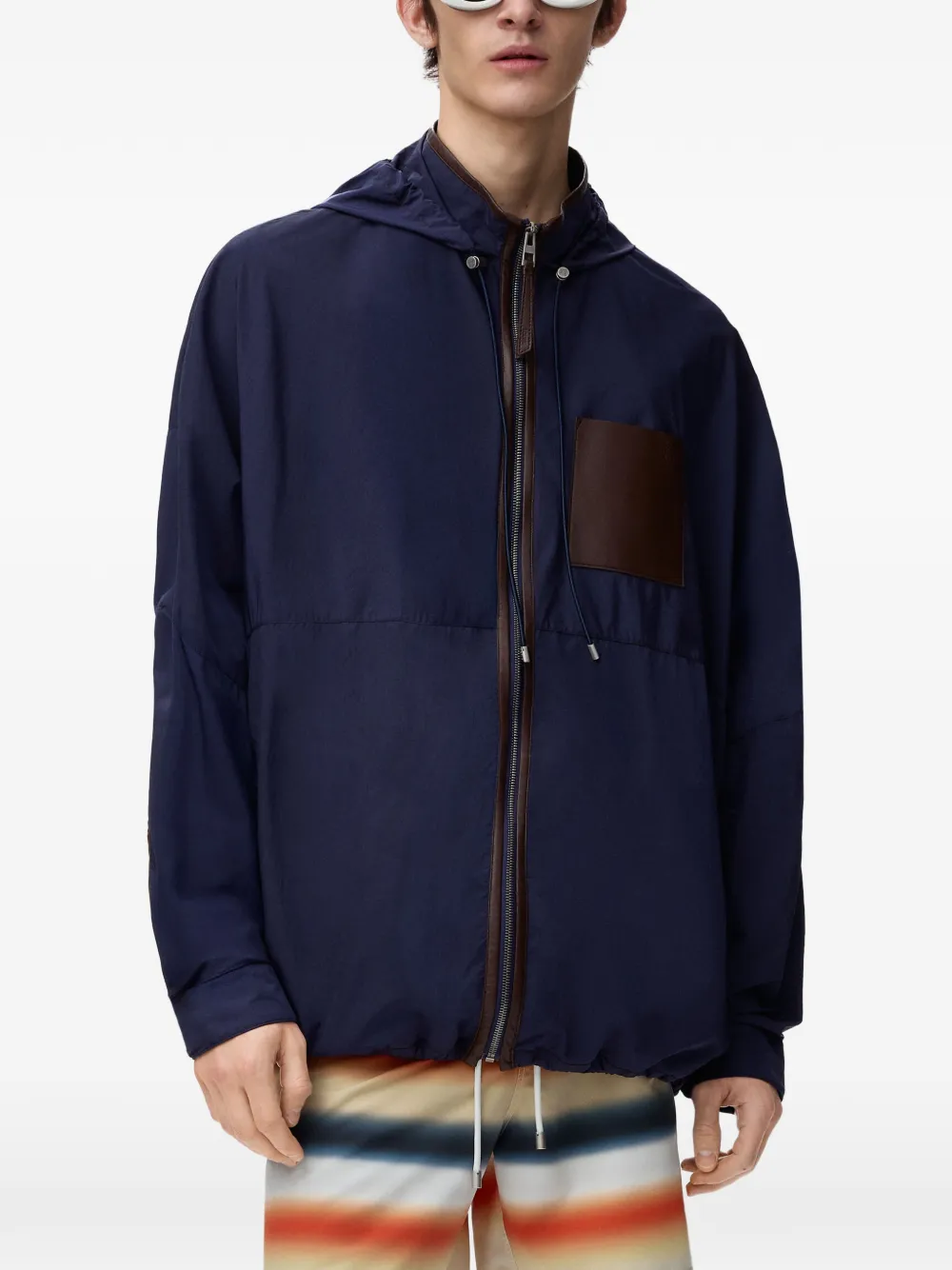 LOEWE Jack met leren afwerking en capuchon Blauw
