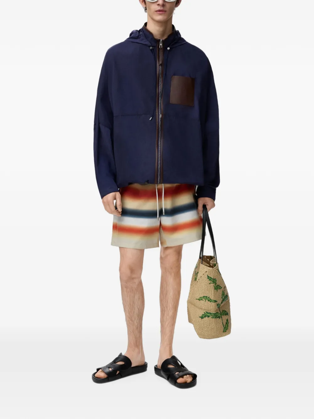 LOEWE Jack met leren afwerking en capuchon Blauw