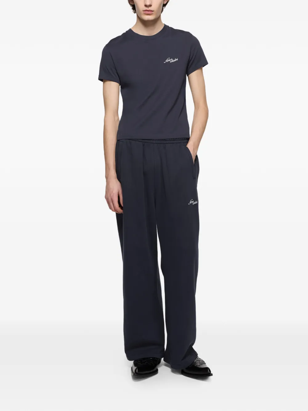 Acne Studios T-shirt met geborduurd logo Blauw