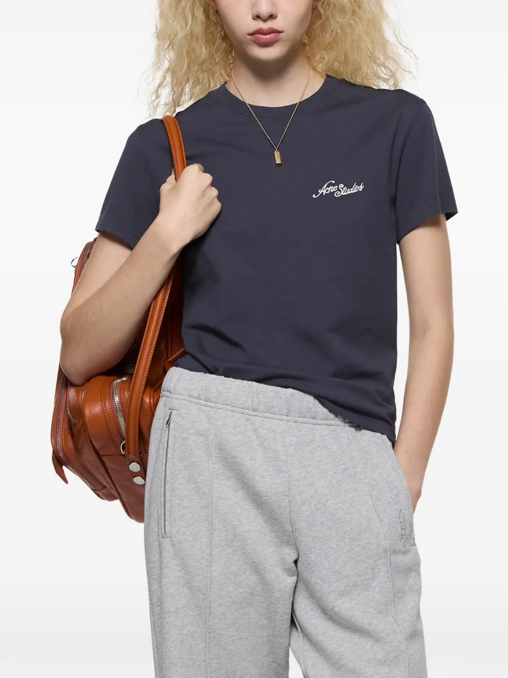 Acne Studios T-shirt met geborduurd logo Blauw