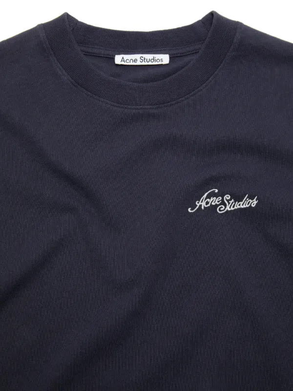 Acne Studios logo-embroidered T-shirt | Blue | FARFETCH RO