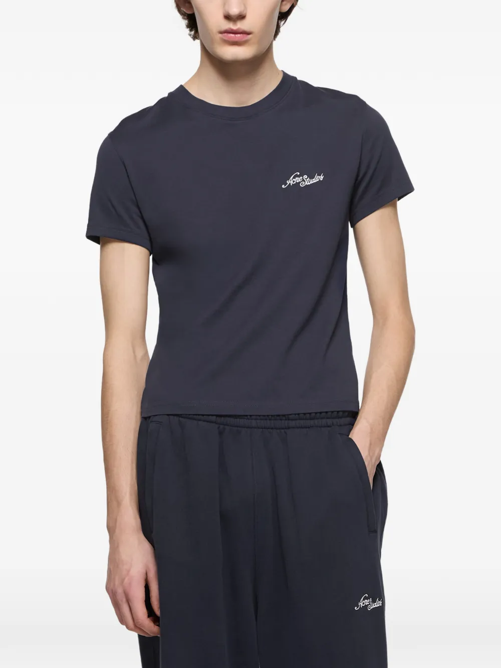 Acne Studios T-shirt met geborduurd logo Blauw