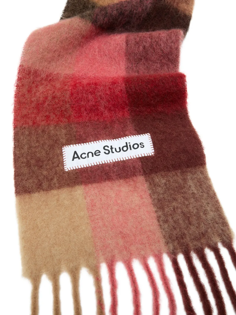 Acne Studios Mohair geruite sjaal Rood