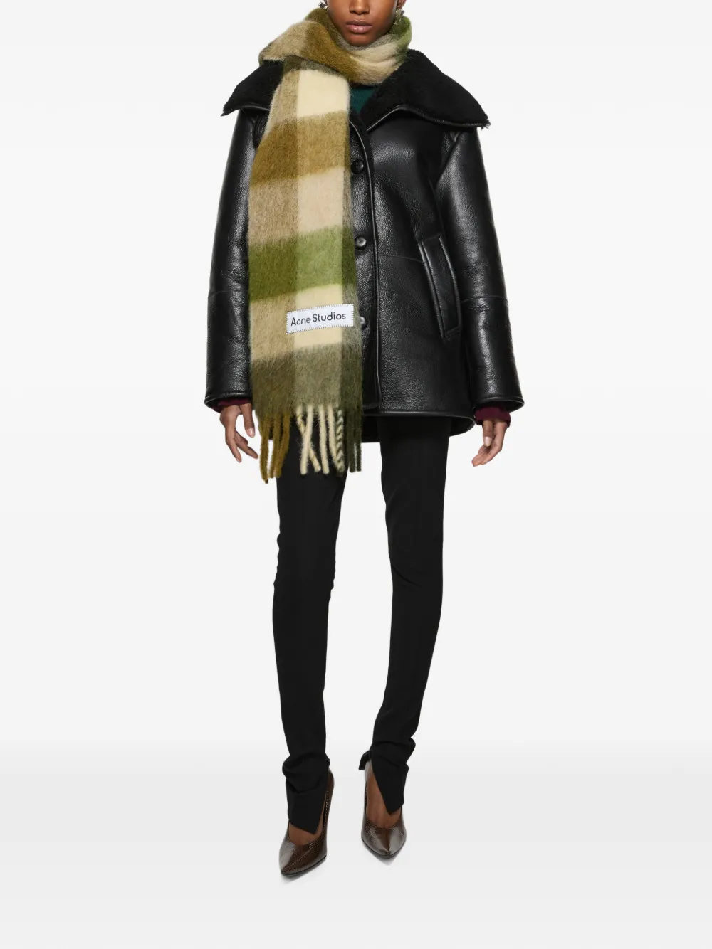 Acne Studios Mohair geruite sjaal Groen