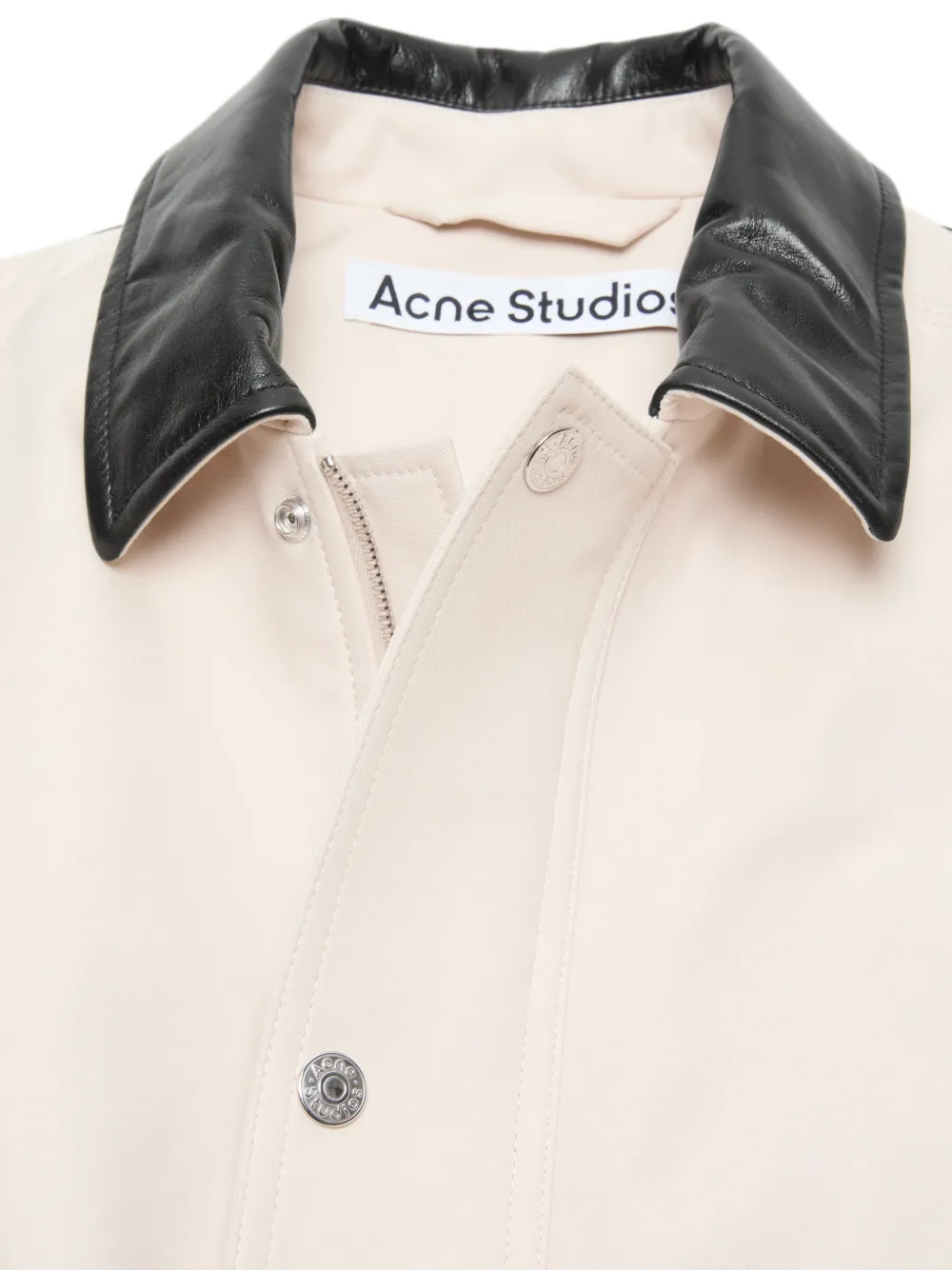 Acne Studios Bomberjack met leren kraag Beige