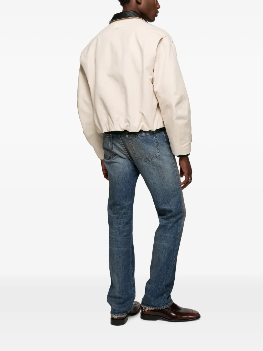 Acne Studios Bomberjack met leren kraag Beige
