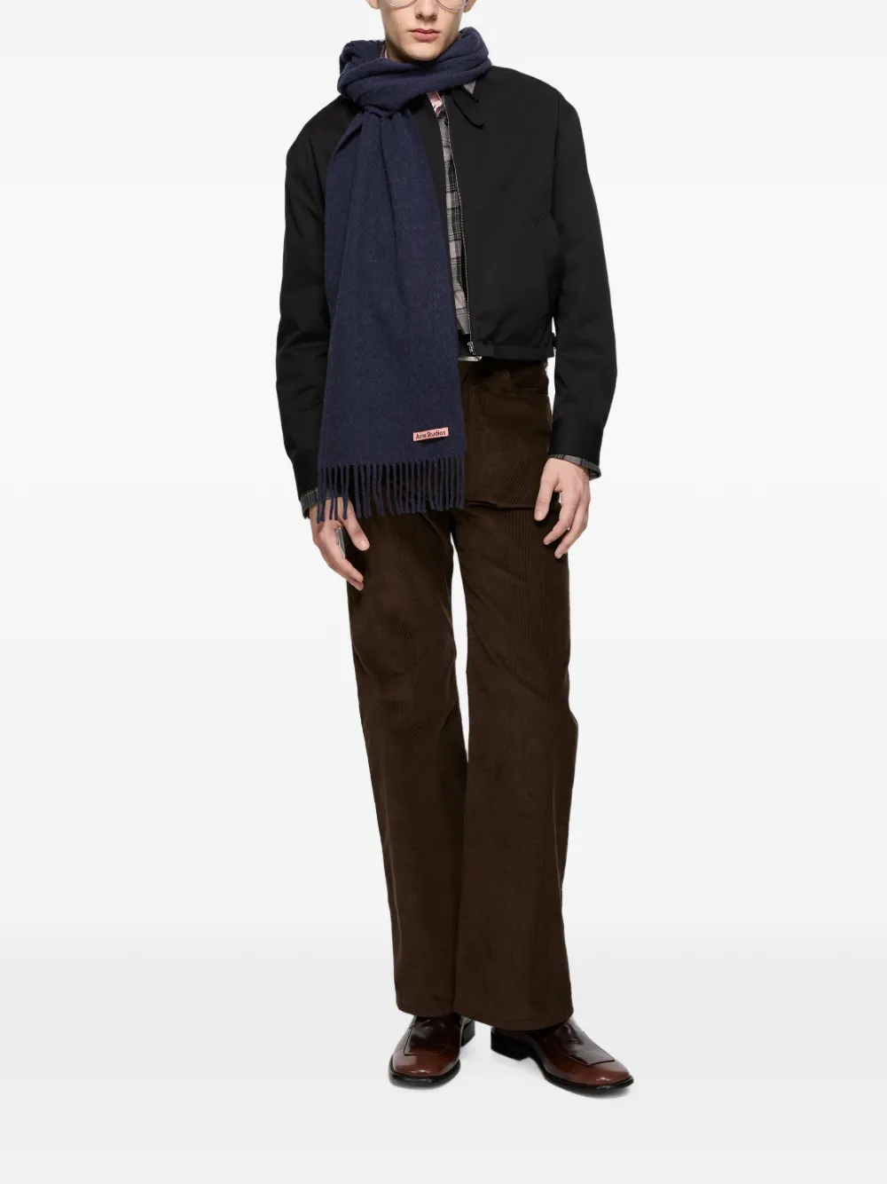 Acne Studios Wollen sjaal met franje Blauw