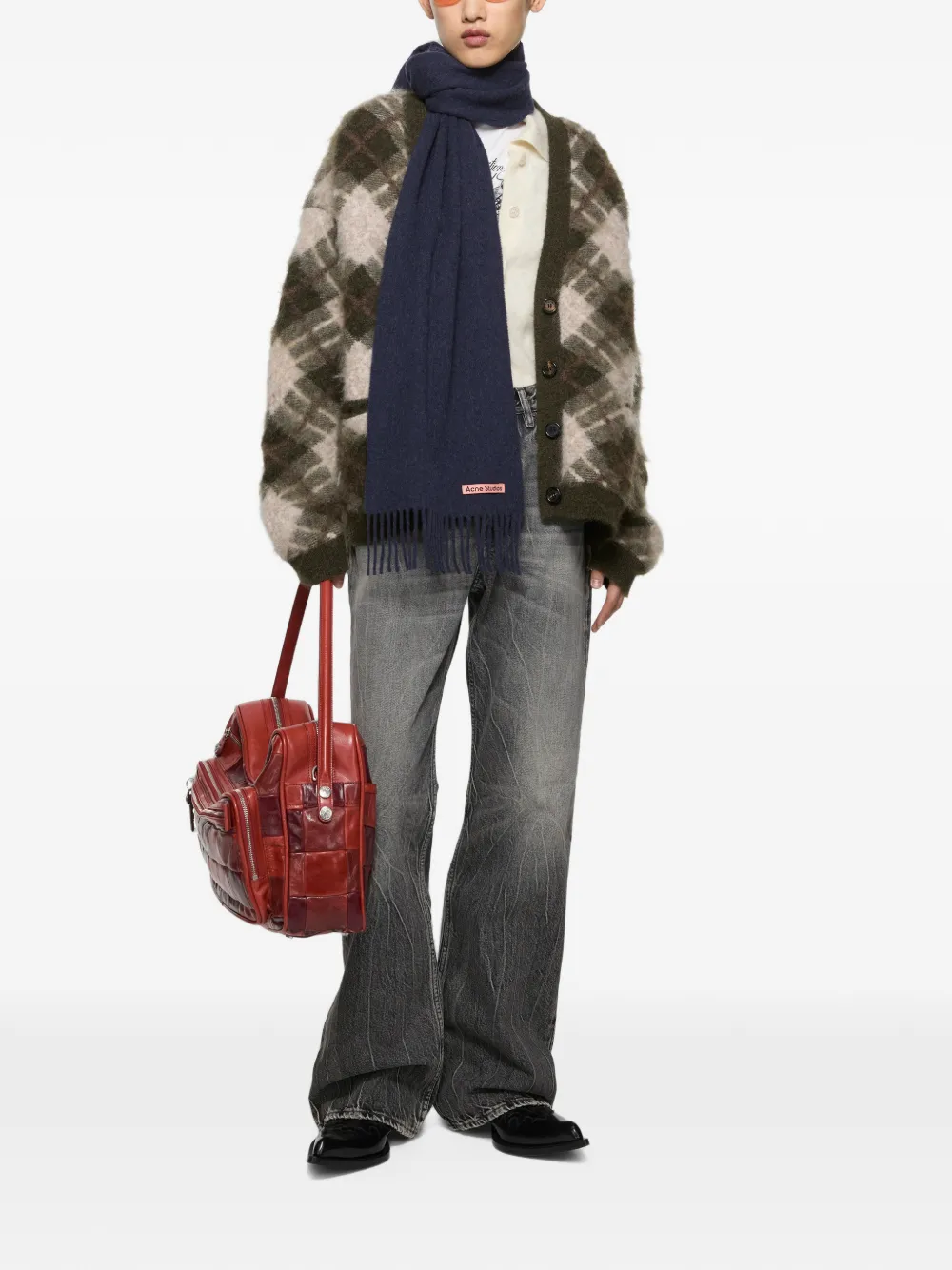 Acne Studios Wollen sjaal met franje Blauw