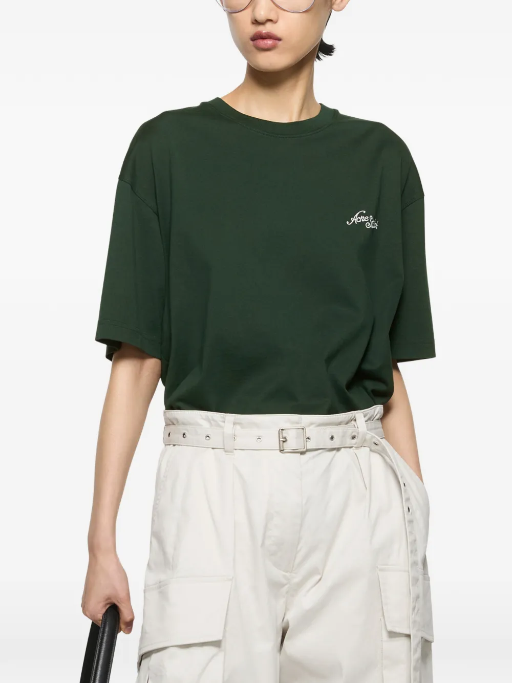 Acne Studios Jersey T-shirt met logo Groen