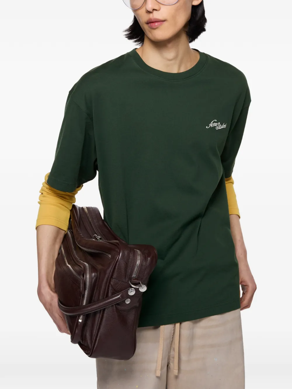 Acne Studios Jersey T-shirt met logo Groen