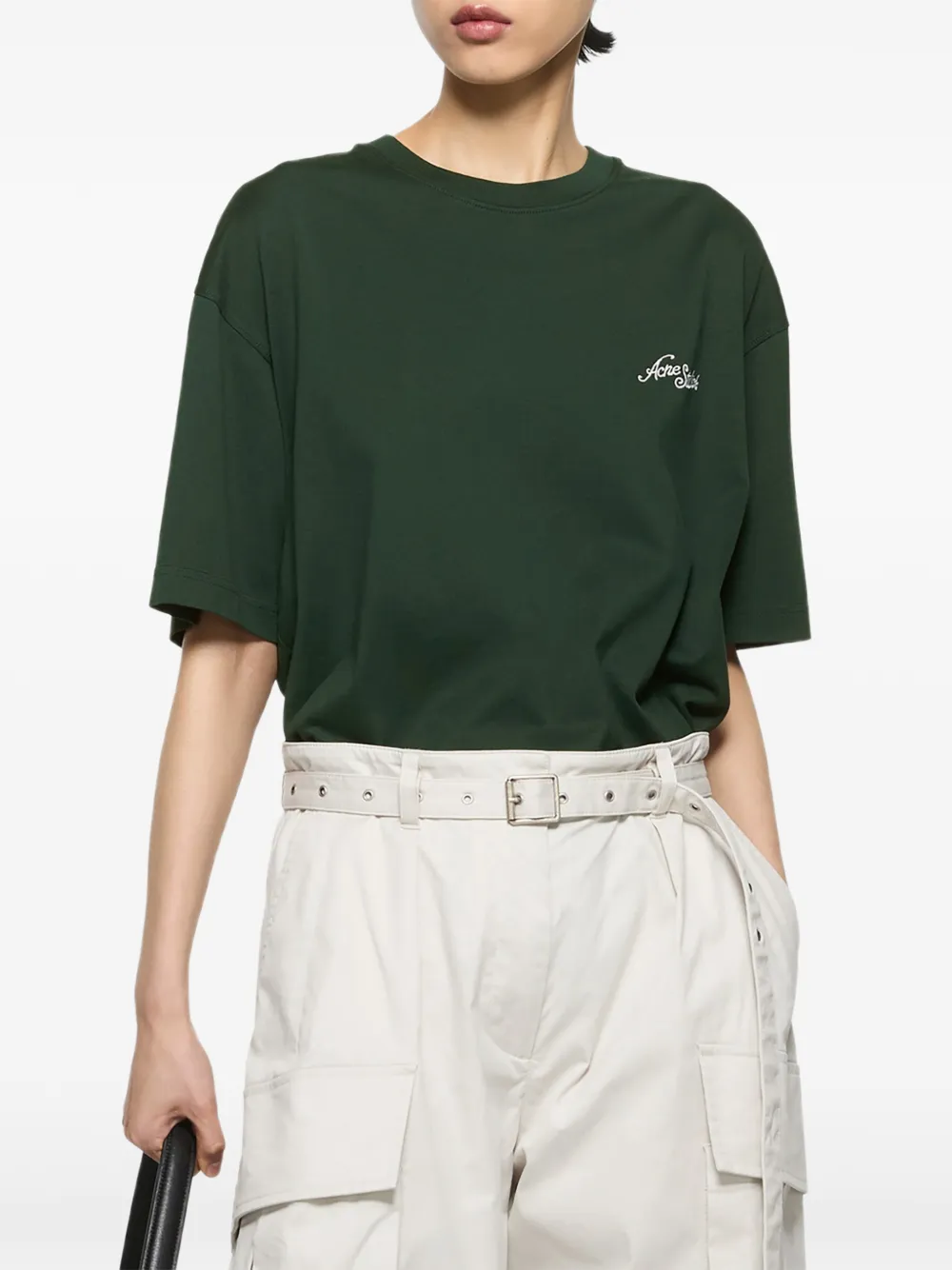 Acne Studios Jersey T-shirt met logo Groen