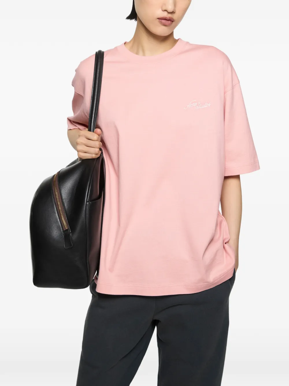 Acne Studios Jersey T-shirt met logo Roze