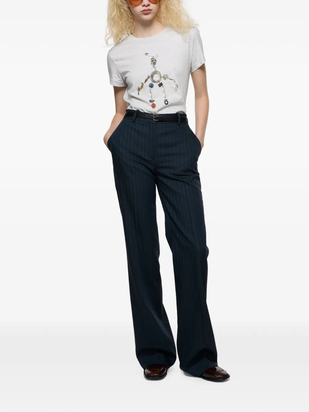 Acne Studios Fitted Graphic T-shirt in Grey, view 3