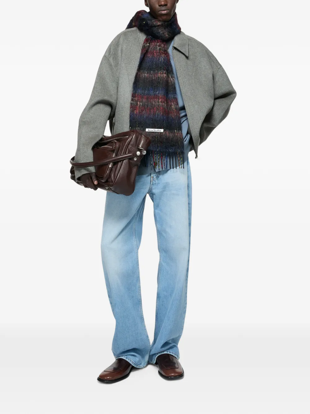 Acne Studios Mohair sjaal met franje Zwart
