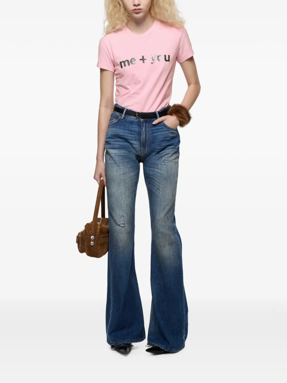 Acne Studios Getailleerd grafisch T-shirt Roze